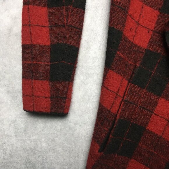 Lauren Ralph Lauren RL Womens Wool Wrap Coat Red Black Plaid - size Small‎ - Picture 13 of 16
